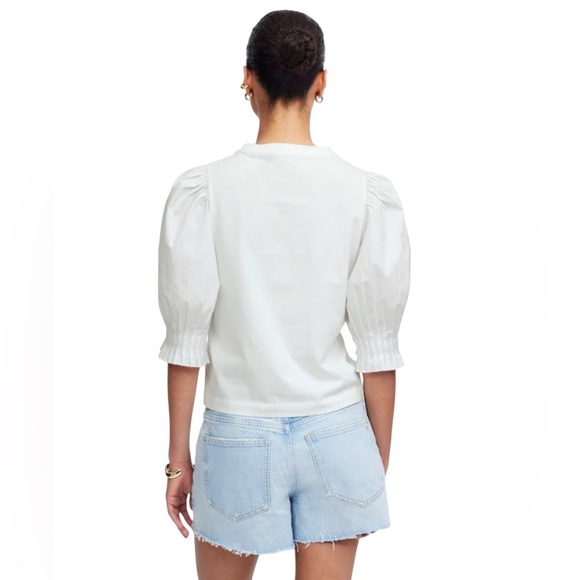 MADEWELL Hazel Femme Puff Sleeved Mixy Top Blouse NWT S Classic White - Picture 2 of 9
